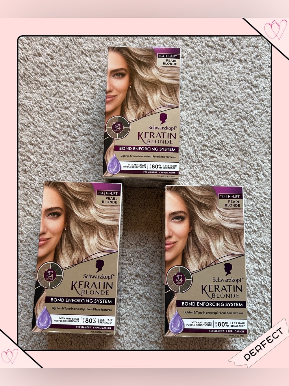 Schwarzkopf Keratin Blonde Permanent Hair Dye 11.4 Hi-Lift Pearl Blonde 3 Pcs
